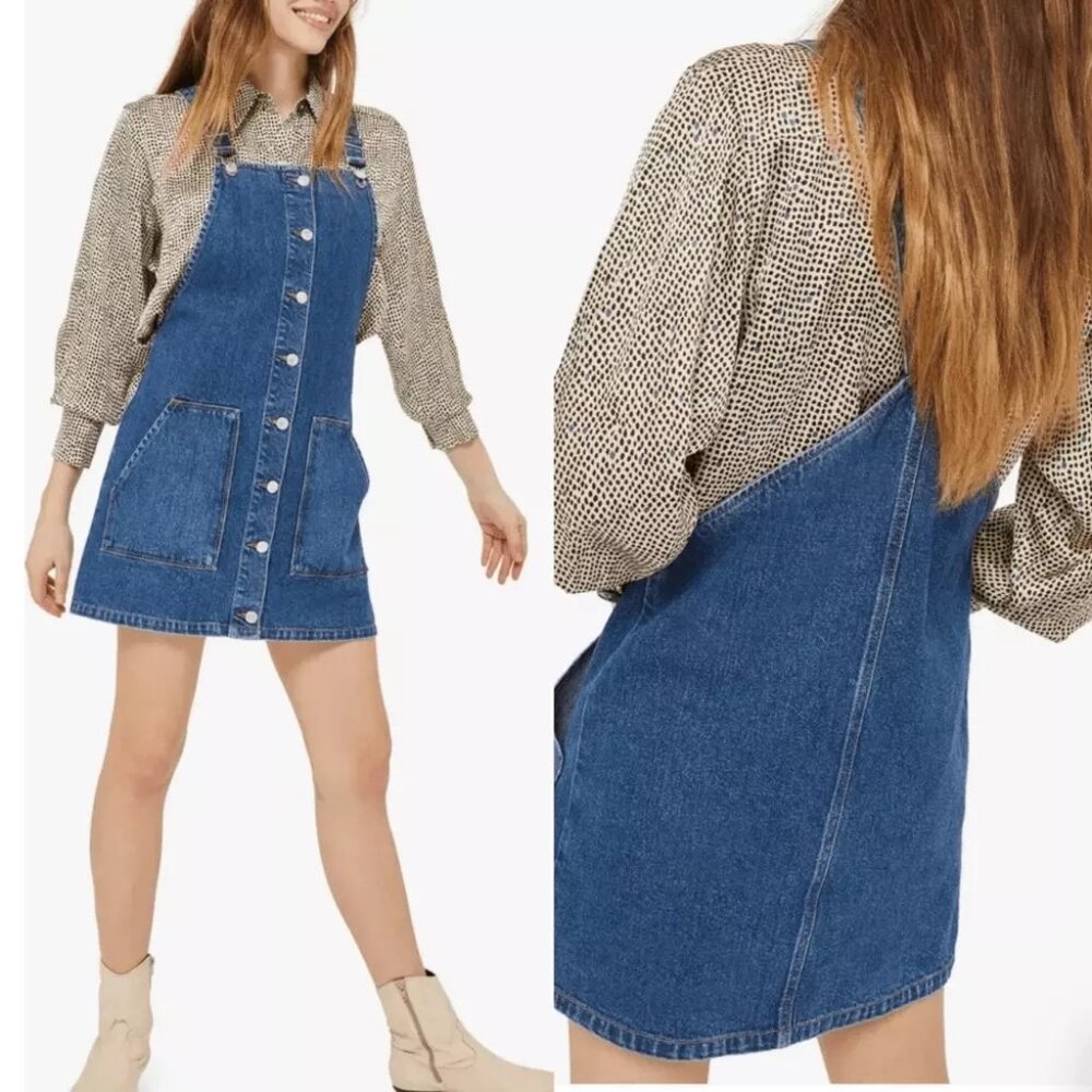 Topshop Moto Denim Overall Dress